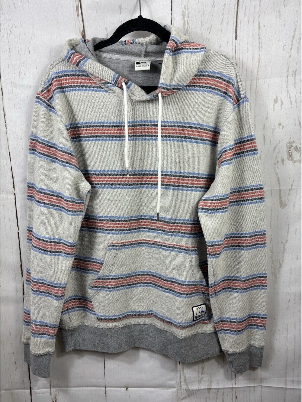 Quiksilver Men's Great Otway Hoodie Yarn-Dyed Cotton Terry Kangaroo Pocket Sz L
